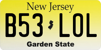 NJ license plate B53LOL