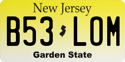 NJ license plate B53LOM