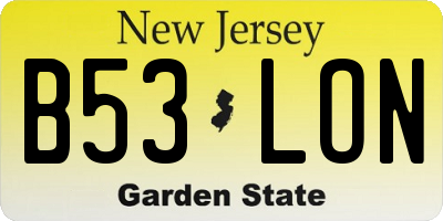 NJ license plate B53LON