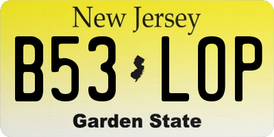 NJ license plate B53LOP