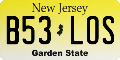 NJ license plate B53LOS