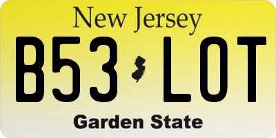 NJ license plate B53LOT