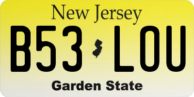 NJ license plate B53LOU