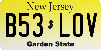 NJ license plate B53LOV
