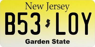 NJ license plate B53LOY
