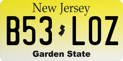 NJ license plate B53LOZ