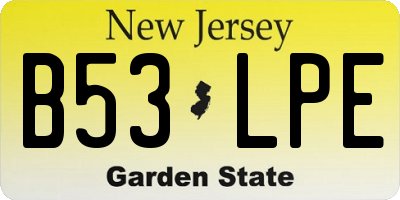 NJ license plate B53LPE
