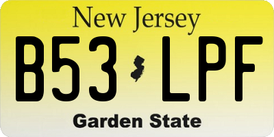 NJ license plate B53LPF