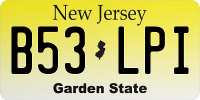 NJ license plate B53LPI