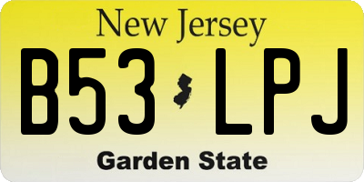 NJ license plate B53LPJ