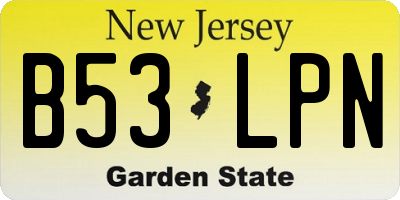 NJ license plate B53LPN