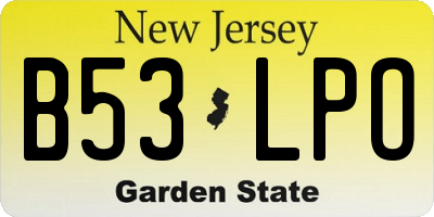 NJ license plate B53LPO