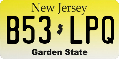 NJ license plate B53LPQ