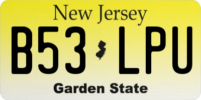 NJ license plate B53LPU
