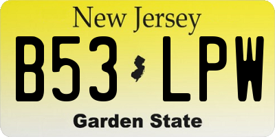 NJ license plate B53LPW