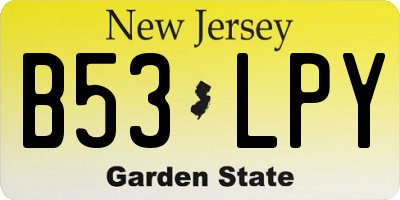 NJ license plate B53LPY