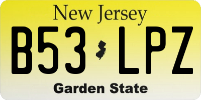 NJ license plate B53LPZ