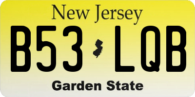 NJ license plate B53LQB