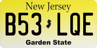 NJ license plate B53LQE