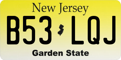 NJ license plate B53LQJ