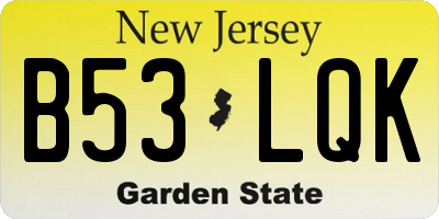NJ license plate B53LQK