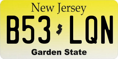 NJ license plate B53LQN