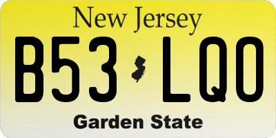 NJ license plate B53LQO