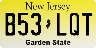 NJ license plate B53LQT
