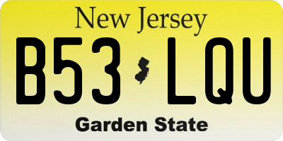 NJ license plate B53LQU