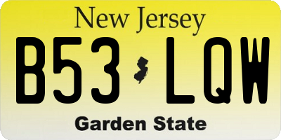 NJ license plate B53LQW