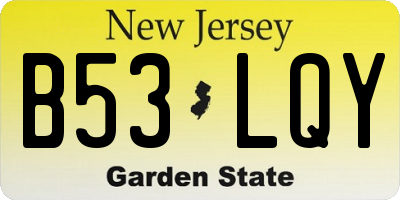 NJ license plate B53LQY