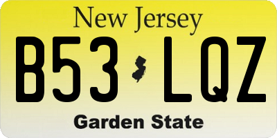 NJ license plate B53LQZ