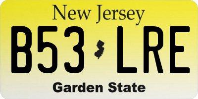 NJ license plate B53LRE