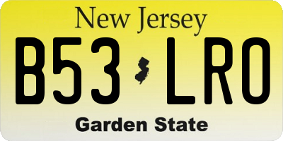 NJ license plate B53LRO