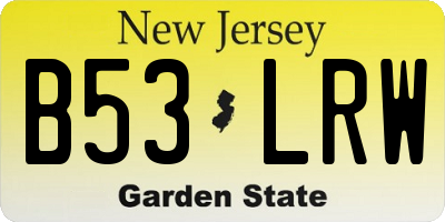 NJ license plate B53LRW