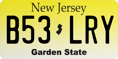 NJ license plate B53LRY