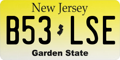 NJ license plate B53LSE
