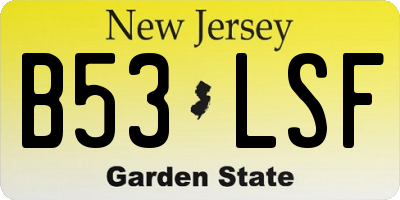 NJ license plate B53LSF
