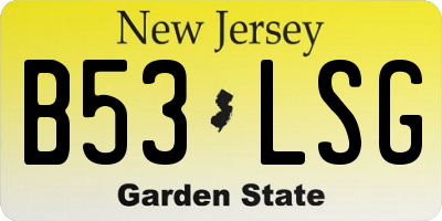 NJ license plate B53LSG