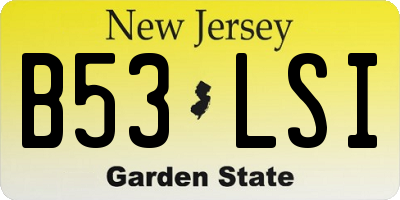 NJ license plate B53LSI