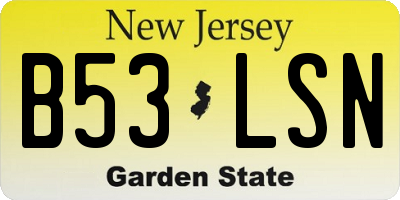 NJ license plate B53LSN