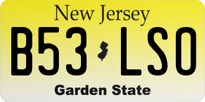 NJ license plate B53LSO