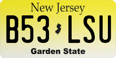 NJ license plate B53LSU
