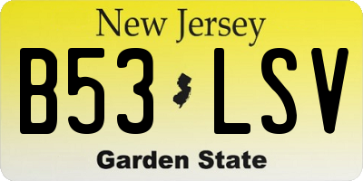 NJ license plate B53LSV