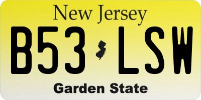 NJ license plate B53LSW
