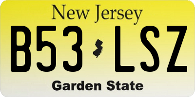 NJ license plate B53LSZ