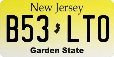 NJ license plate B53LTO