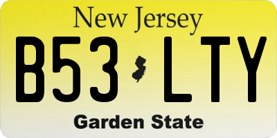 NJ license plate B53LTY