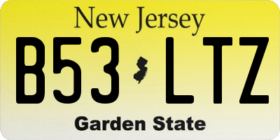 NJ license plate B53LTZ