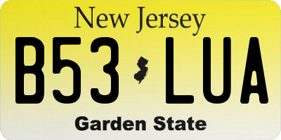 NJ license plate B53LUA